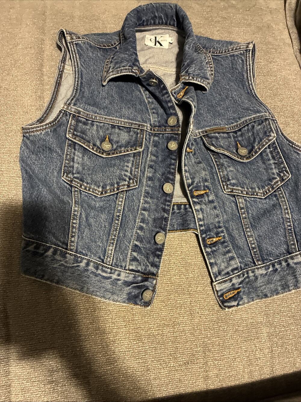 Vintage Calvin Klein Denim Vest Blue Womens Medium Y2K 90s Western Cotton Indie